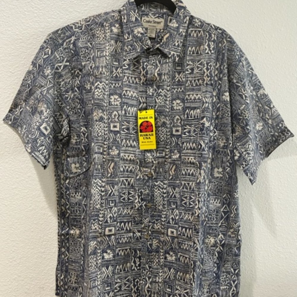 1990's Cotton Cooke Street Aloha Shirt - Blue Hawaiian Print